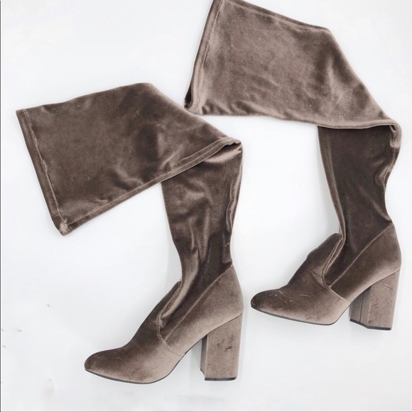 Steve Madden Nori V Velvet Taupe overknee boots in very good condition - Picture 2 of 7